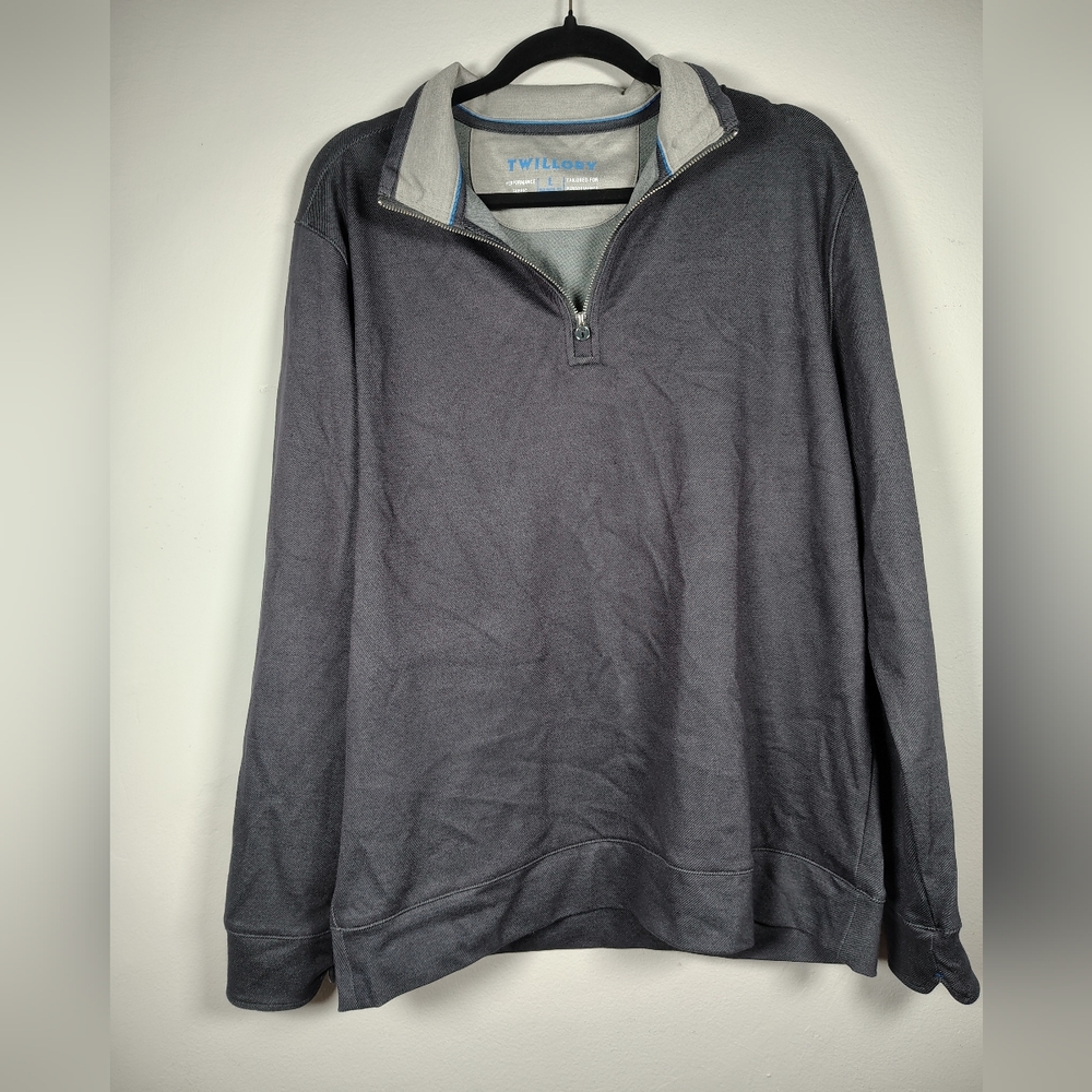 Twillory Men's 1/4 Zip Charcoal Performance Sweater Size Large